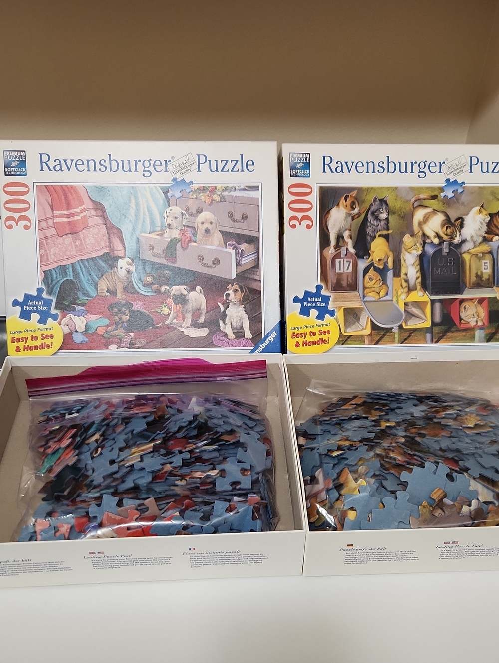 2/$20 Ravensburger Puzzles 300 Pc LARGE FORMAT Mischief Makers Cats Got Mail - Picture 4 of 10